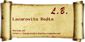 Lazarovits Beáta névjegykártya
