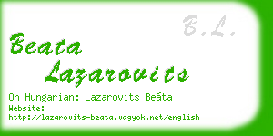 beata lazarovits business card